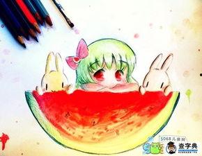 吃瓜创意绘画图片,创意绘画中的吃瓜日常