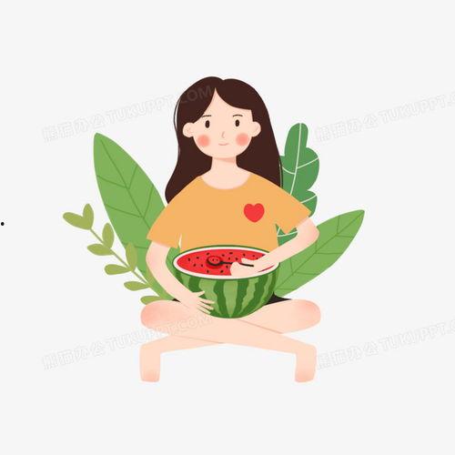 吃瓜女孩插画,趣味横生的现代都市生活剪影